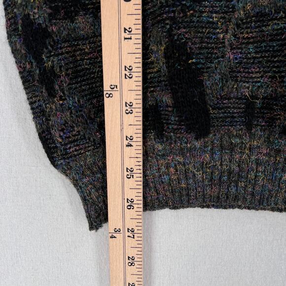 COLLEZIONE PERTE COLORE Vintage Sweater Mens Gray Black Multi Crew neck 80s - Picture 10 of 10